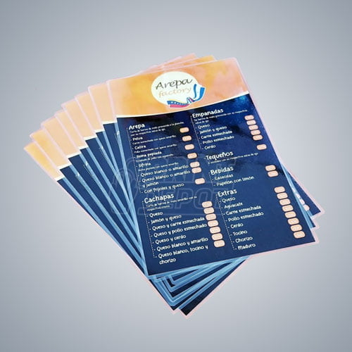 Menus plastificados