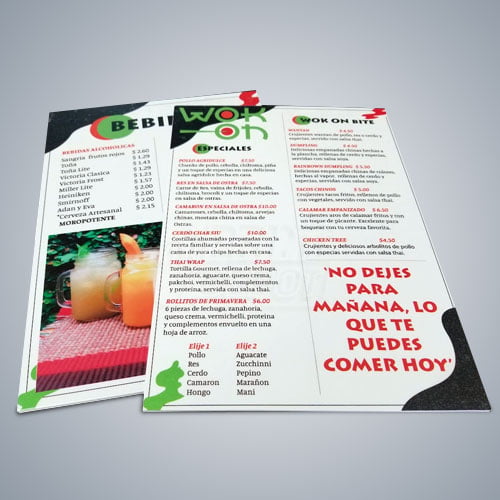 Menús rígidos vinil + poliestireno